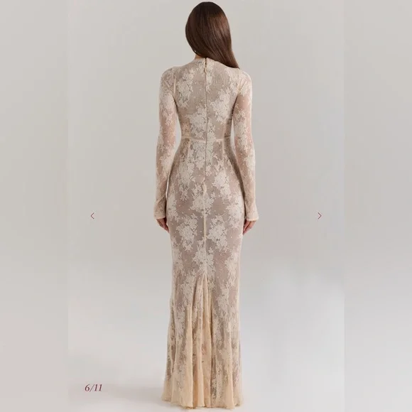 Isoline Peach Lace Maxi Dress - Picture 4 of 6